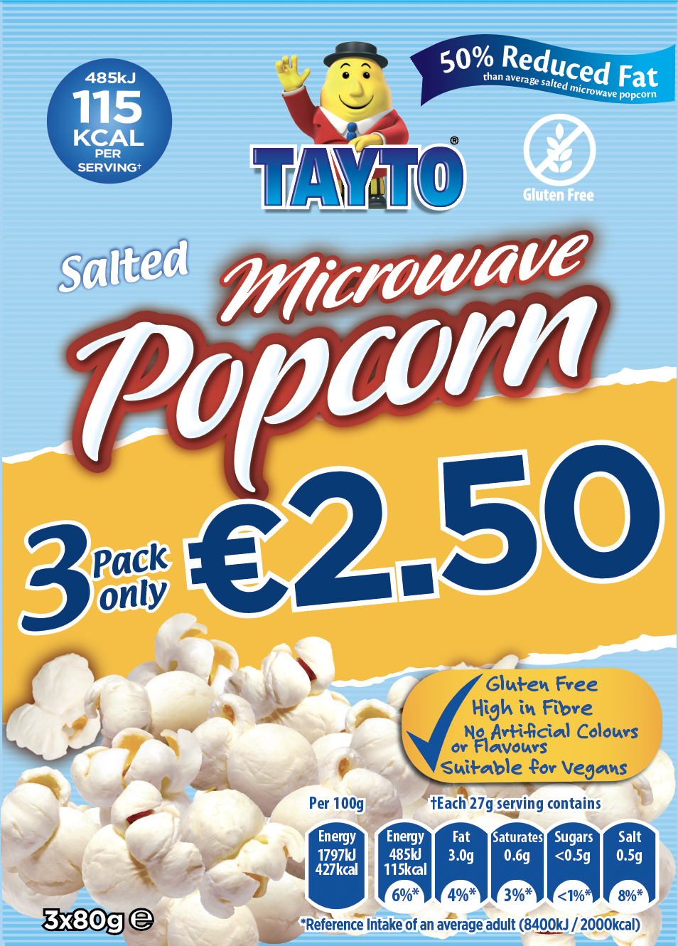 Tayto Microwave Popcorn Reduced Fat